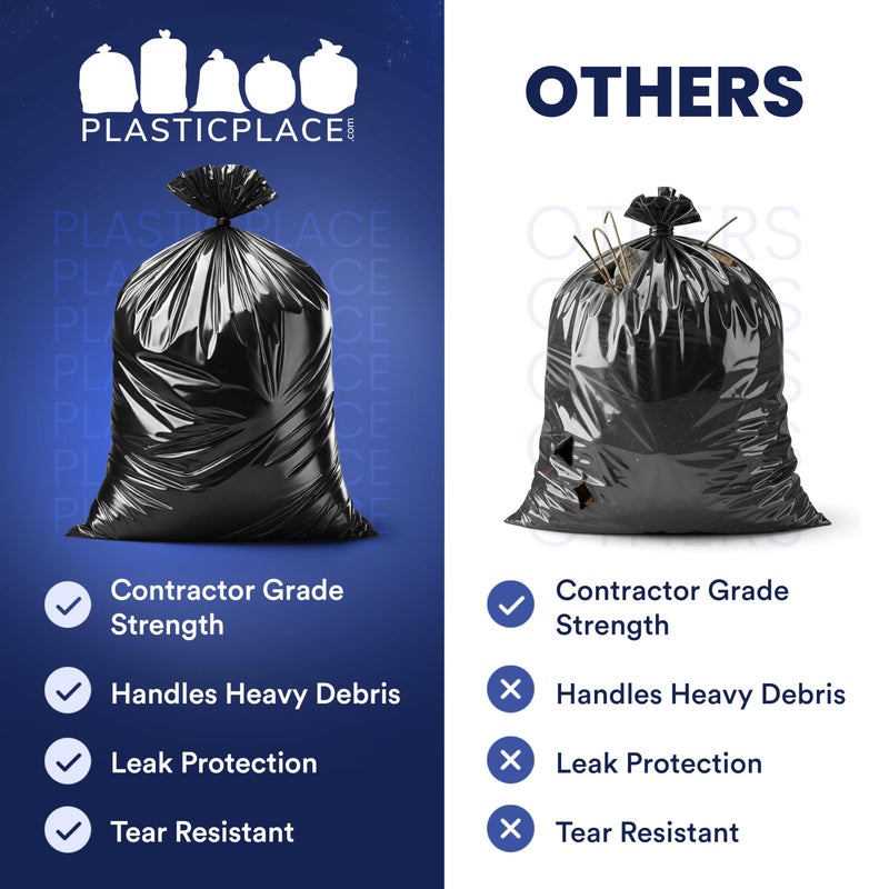 Plasticplace Contractor Trash Bags 40-45 Gallon â”‚ 3.0 Mil â”‚ Black Heavy Duty Garbage Bag â”‚ 40â€ x 48â€ (50 Count) - Image 5